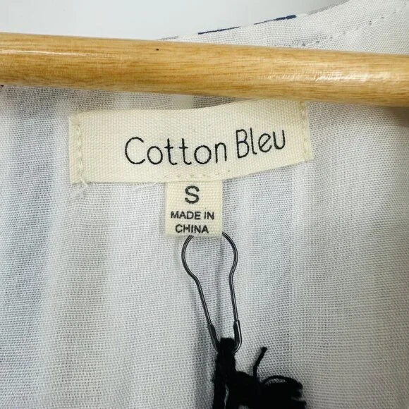 Cotton Bleu Multi Flutter Sleeve Striped Scarf Print V-neck Keyhole Maxi Dress S - Picture 6 of 13